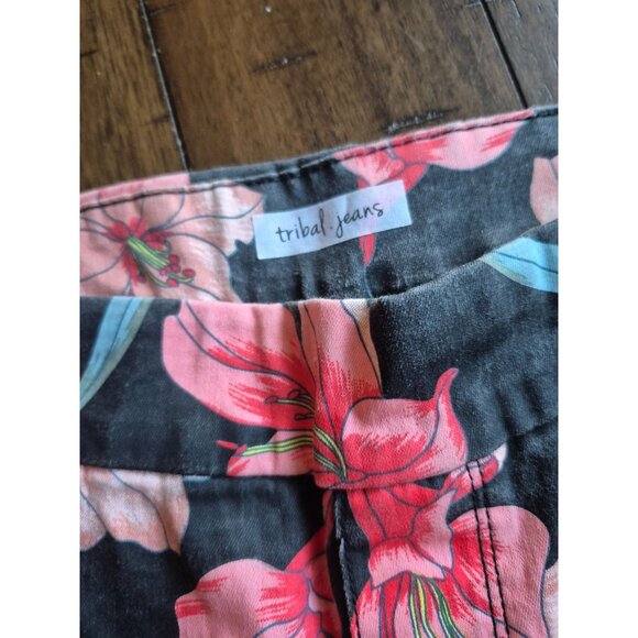 Floral Print Skinny Jeans By Tribal Jeans Size 8 - Picture 5 of 5